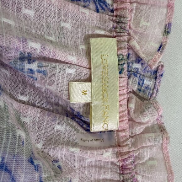 LoveShackFancy Fifi Top Pink Floral Off Shoulder Smocked Blouse Size M - Picture 6 of 9